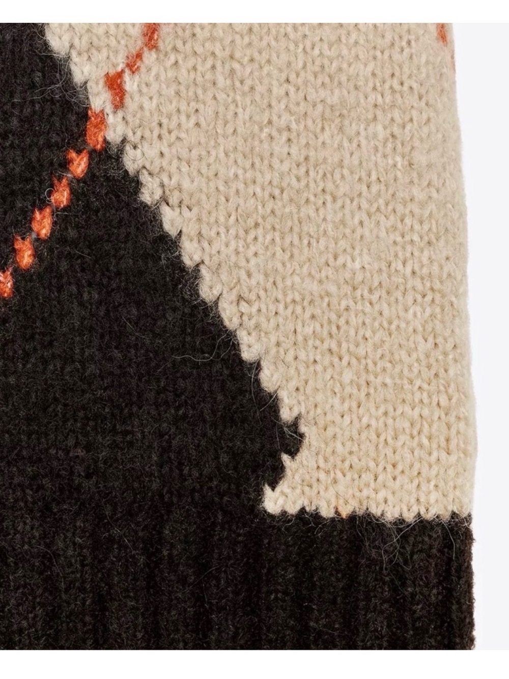 Zara Black, Cream & Brown Argyle Knit Sleeveless Sweater Vest - Picture 3 of 5